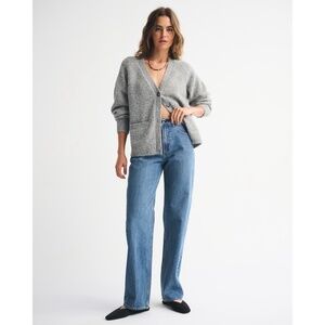 Abercrombie Fitch The Loose High Rise medium Wash Denim Baggy Jeans Women 34/18L